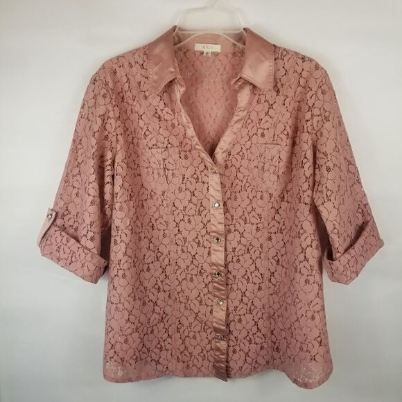 HALO LACE TOP. PINK. SIZE L. PINKY MAUVE. - Picture 7 of 13